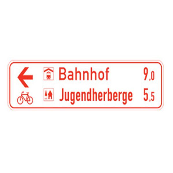 Stein HGS Radwegschilder, Tabellenwegweiser, 250x1000mm/Hohlkastenprofil, einseitig, rtw-e-2510a1