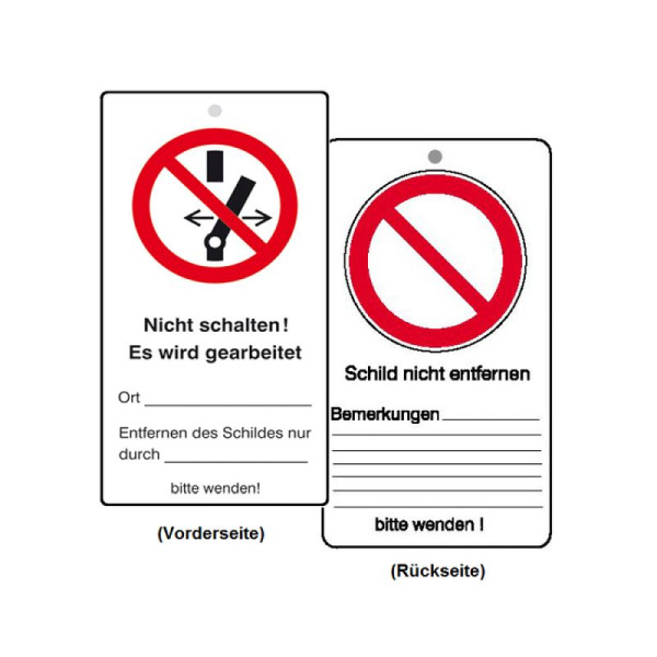 Stein HGS Wartungsanhänger mit Verbotszeichen und Zusatztext, Nicht schalten, VE: 10 Stück, 41.1454