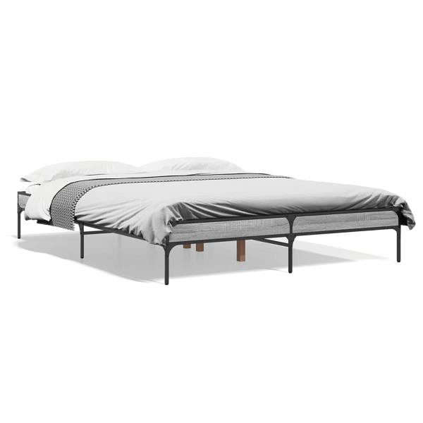 vidaXL Bettgestell Grau Sonoma 140x200 cm Holzwerkstoff und Metall, 845019