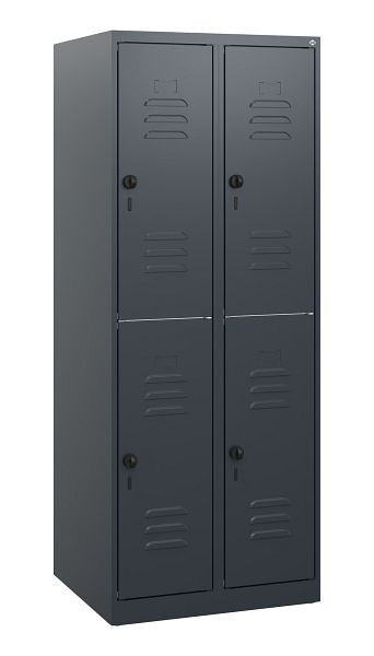 C+P Doppelstöckiger Spind Classic PLUS, 2 Abteile, 1530x600x500mm, 7016/7016, Drehriegel, 0803005-20 S10010