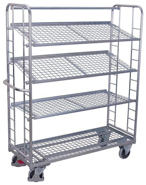 VARIOfit Etagenwagen mit 4 Drahtgitterböden verzinkt, Außenmaße: 1.510 x 550 x 1.815 mm, sw-540.218