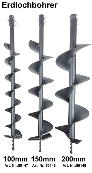 Berger & Schröter Erdlochbohrer für 50301, 50310, 50311, 20 cm Durchmesser, leicht anzukuppeln, Länge ca. 80 cm, 50149
