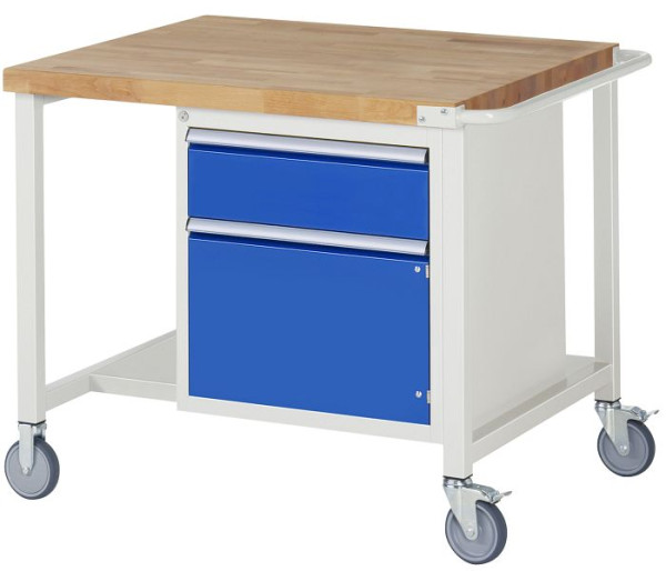 RAU Fahrbare Werkbank 8000 - Modell 8152, B1000 x T900 x H880-1080 mm, Systemunterbau B995 x T850 mm, 1 x Schublade, 1 x Flügeltür, 05-8152A6-109B4H.11