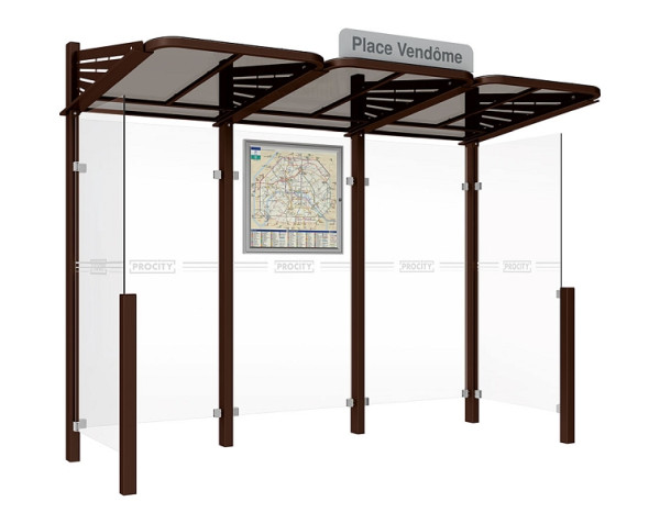 Procity Wartehalle Convi® - Standard - 2 Seitenverkleidung, Farbe RAL 8017, 529362.8017