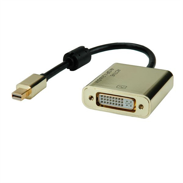 ROLINE GOLD 4K Mini DisplayPort-DVI Adapter, Aktiv, Version 1.2, Mini DP ST - DVI BU, Retail, 12.88.3176