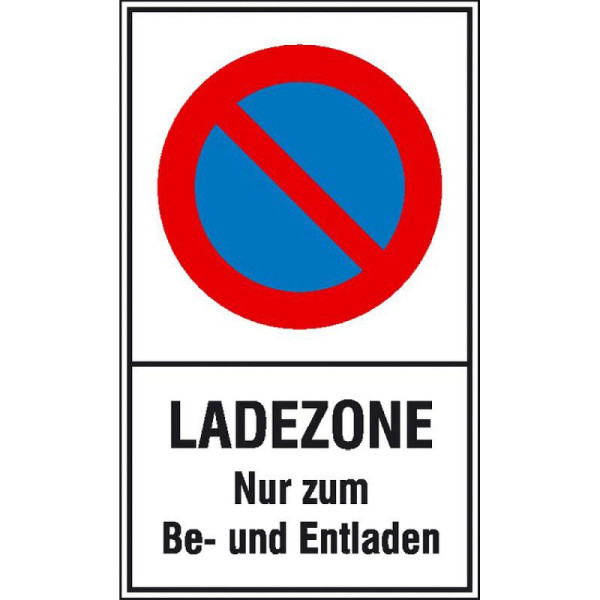 Stein HGS Haltverbotsschild, Eingeschränktes Haltverbot, Ladezone nur zum Be- und Entladen, Aluminium, geprägt, 400 x 600 mm, 11.5167