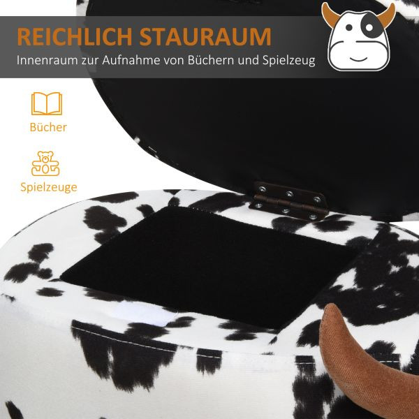 HOMCOM Tierhocker mit Stauraum, Schwarz+Weiß, 62 x 35 x 36 cm, 838-003