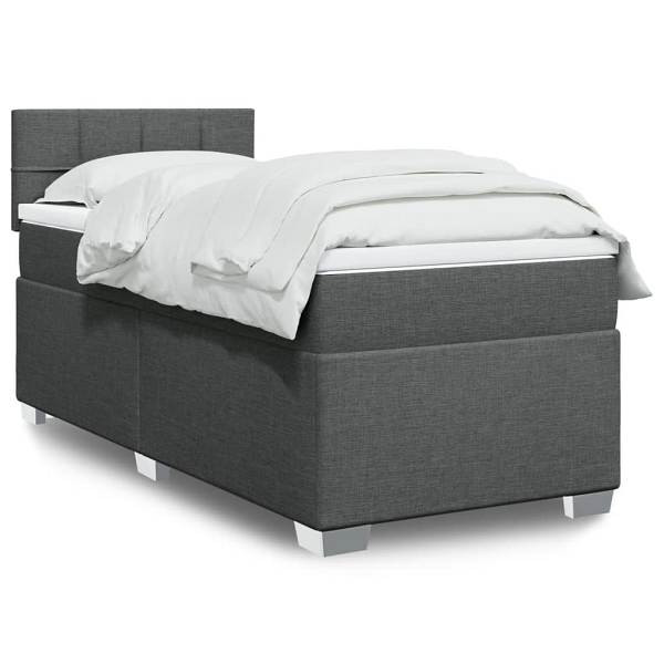 vidaXL Boxspringbett mit Matratze Dunkelgrau 100x200 cm Stoff, 3285800