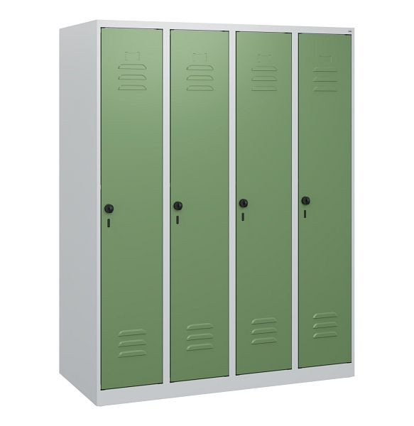 C+P Umkleidespind Classic PLUS, 4 Abteile, 1530x1200x500mm, 7035/6011, Drehriegel, 0800005-40 S10008