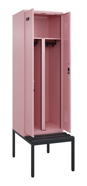 C+P PSA Doppel-Spind Evolo PLUS, Bank, 2 Abteile, 2120x600x815mm, 3015/3015, Zylinderschloss, Sitzfläche Kunststoff, Sitzbank, 0490527-20P S10104
