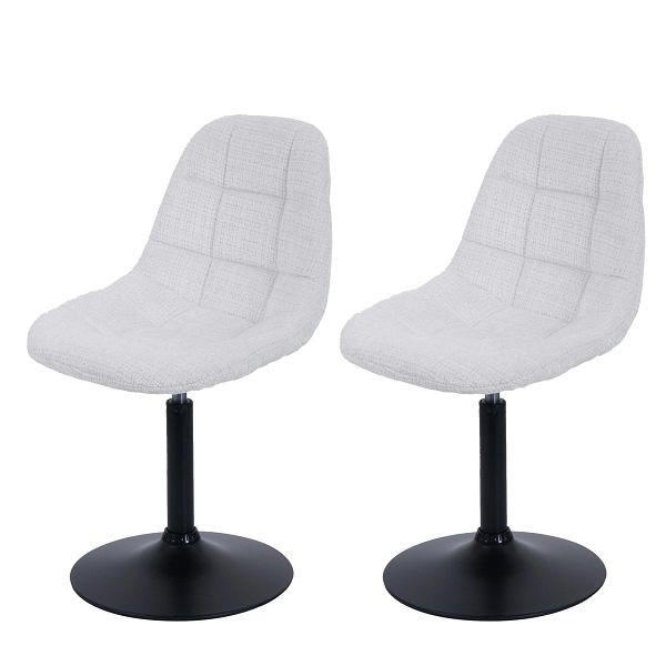 Mendler 2er-Set Esszimmerstuhl HWC-A60, Küchenstuhl Stuhl Drehstuhl, Stahl FSC® Stoff/Textil Chenille (465g/m²), creme, 108840