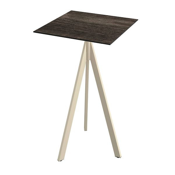 Feros Infinity Tripod Stehtisch Sand frame + Riverwashed Wood HPL Tischplatte 70x70 cm, 140061477