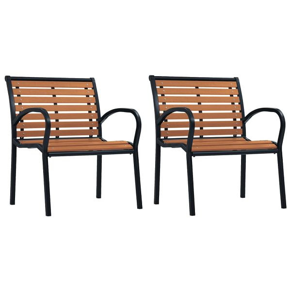 vidaXL Gartenstühle 2 Stück Stahl und WPC Schwarz und Braun, 312036