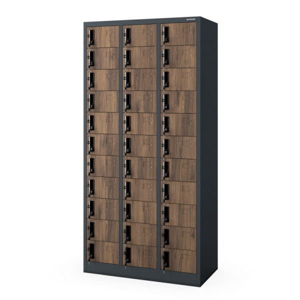 Jan Nowak Wertfachschrank OLIVER, 900 x 1850 x 450 mm, Eco Design: Anthrazit/Nussbaum, 1873