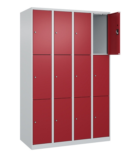C+P Schließfachschrank Evolo PLUS, 12 Fächer, 1850x1200x500mm, 7035/3003, Abteile 4, Abteilbreite 300 mm, 049000-403 S10004