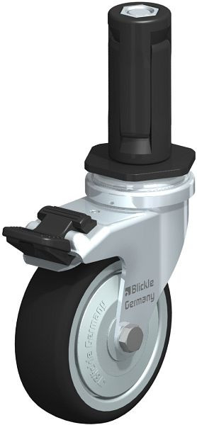 Blickle LRA-PATH 75K-FI-FK-ER03 Apparate-Lenkrolle mit Expander & Feststeller, Thermoplastisches Polyurethan, Grau, 848640
