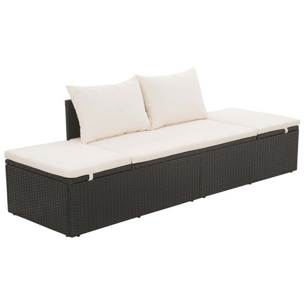vidaXL Gartenbett Schwarz 195×60 cm Poly Rattan, 43953