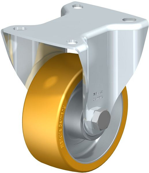 Blickle BK-ALTH 100K-1 Stahlblech-Bockrolle, schwere Ausführung, mit Anschraubplatte, Blickle Extrathane®, Hellbraun, 265819