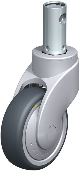 Blickle LWGE-TPA 101K-CS11-ELS-FK Kunststofflenkrolle WAVE mit Rückenloch & Feststeller, Thermoplastisches Gummi-Elastomer, Grau, 849470