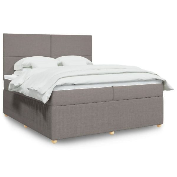 vidaXL Boxspringbett mit Matratze Taupe 200x200 cm Stoff, 3292160