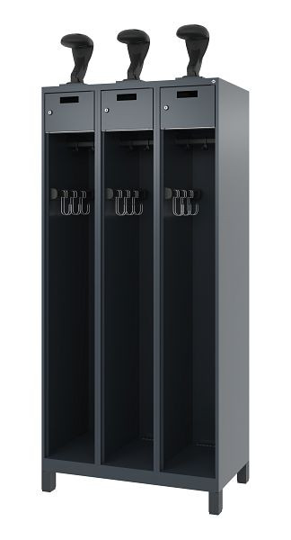 C+P Feuerwehrspind Evolo, Modell PRAKTUS, 3 Abteile, H1850xB900xT500 mm, Anthrazit, Füße, 0492015-30 S10007
