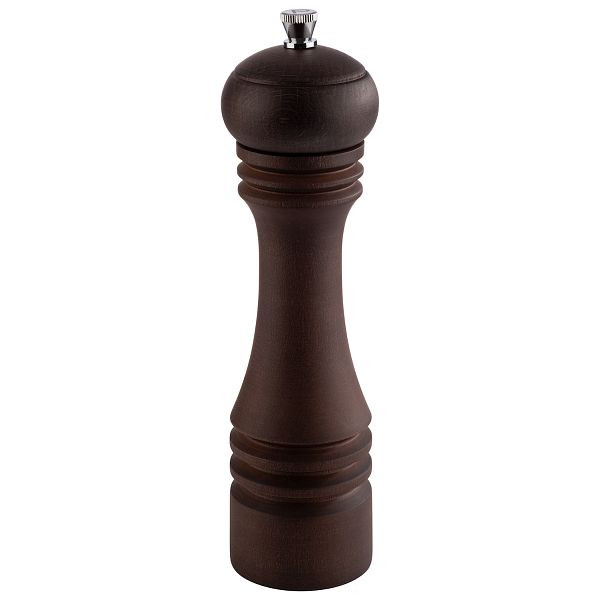 APS Pfeffermühle, Ø 6 x 23 cm, Buchenholz, dunkel, Keramikmahlwerk, Mahlgrad stufenlos einstellbar, Schaft aus Edelstahl, 40573