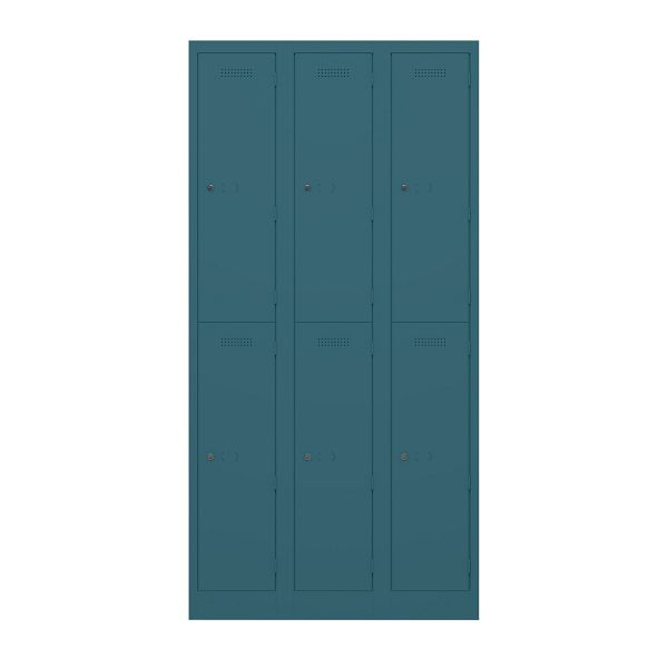 Bisley Garderobenschrank Primary Locker, 3 Abteile mit je 2 Fächern übereinander, 653 ozeanblau, PL3050T2653