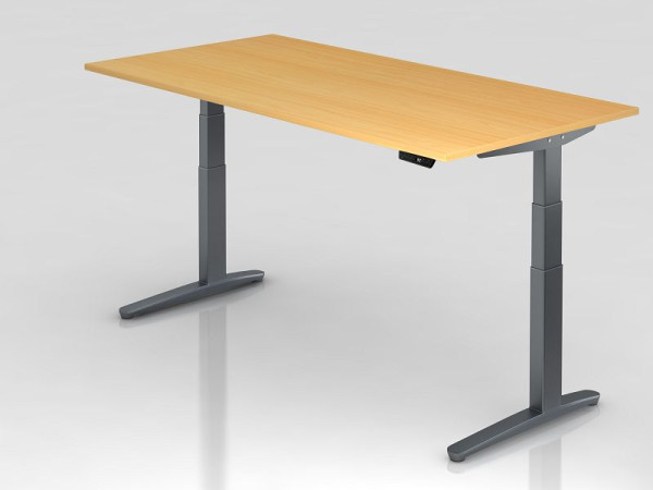 Hammerbacher Sitz-Steh-Schreibtisch elektrisch 200x100cm Buche/Graphit, Rechteckform, VXBHM2E/6/GG