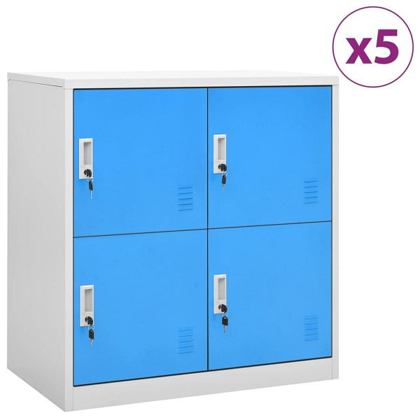 vidaXL Schließfachschränke 5 Stück Hellgrau und Blau 90x45x92,5cm Stahl, 3095228