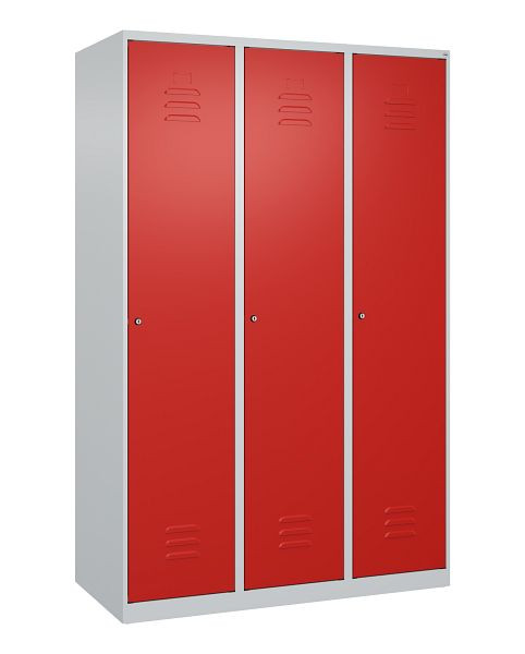 C+P Umkleidespind Classic PLUS, 3 Abteile, 1850x1200x500mm, 7035/3020, Zylinderschlösser, 080000-32 S10014