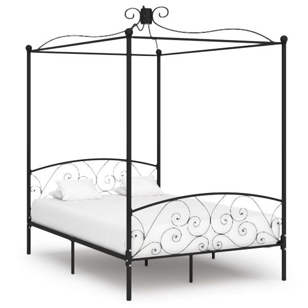 vidaXL Himmelbett-Gestell Schwarz Metall 140 x 200 cm, 284477