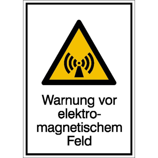 Stein HGS Kombischild mit Warnzeichen und Zusatztext, Warnung vor elektromagnetischem Feld, 11.0248