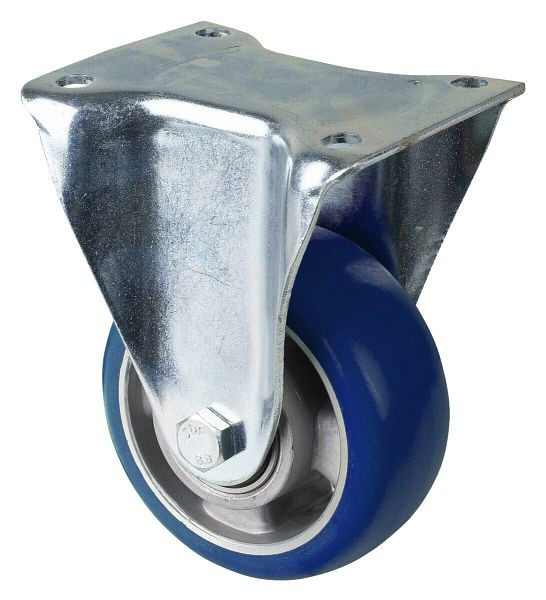 BS Rollen Schwerlastrolle Bockrolle, Polyurethanrad 83 Shore, Aluminiumfelge, Kugellager, Platte, Durchmesser: 125 mm, N110.B92.125
