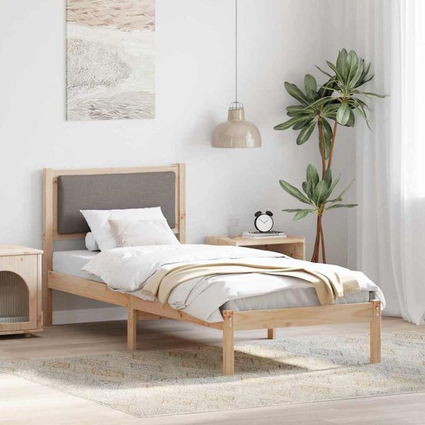 vidaXL Bettrahmen mit Kopfteil Taupe 80 x 200 cm Massives Kiefernholz, 878152