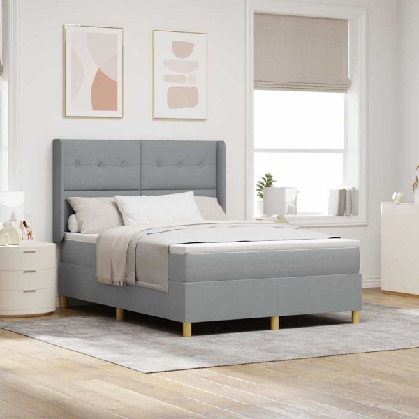 vidaXL Boxspringbett mit Matratze Hellgrau 160 x 200 cm Stoff, 3343700