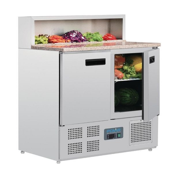 Polar Serie G Pizzakühltisch 2-türig 288L, mit MArmorplatte, G603