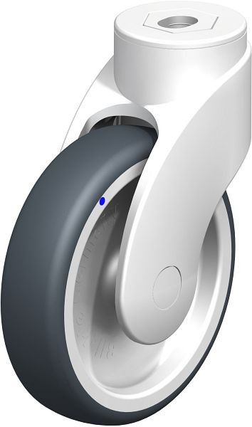 Blickle LWKX-TPA 126G Kunststoff-Lenkrolle WAVE, rostfrei, mit Rückenloch, Thermoplastisches Gummi-Elastomer, Grau, 740163