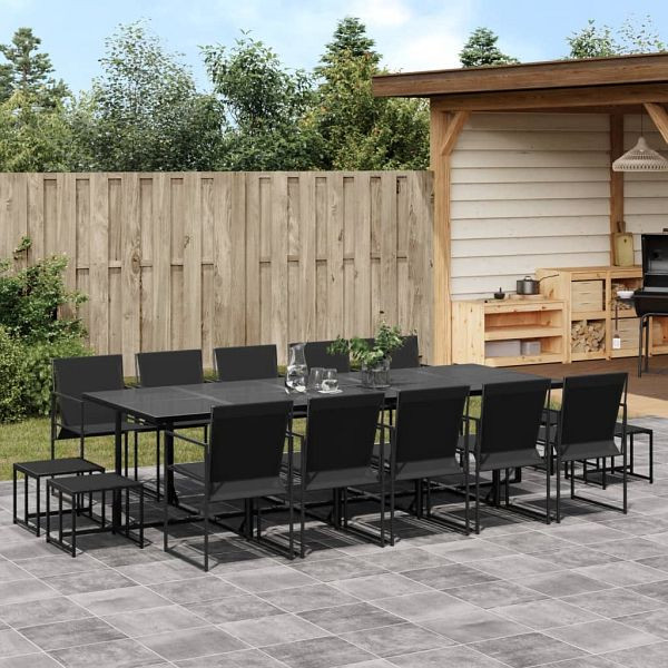 vidaXL 15-teilig Garten-Essgruppe Schwarz Textilene, 3295131