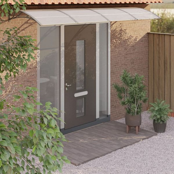 vidaXL Türvordach Grau und Transparent 350x75 cm Polycarbonat, 153592