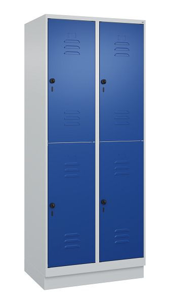 C+P Doppelstöckiger Spind Classic PLUS, Sockel, 2 Abteile, 1950x800x500mm, 7035/5010, 080320-22 S10003