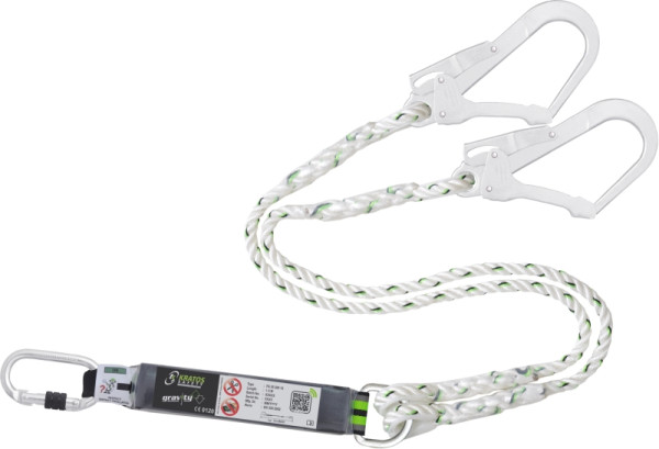Kratos Y-Verbindungsmittel mit Falldämpfer gedrehtes Seil 1,50 m Karabiner FA5020217 und 2 x FA5020755, FA3020015