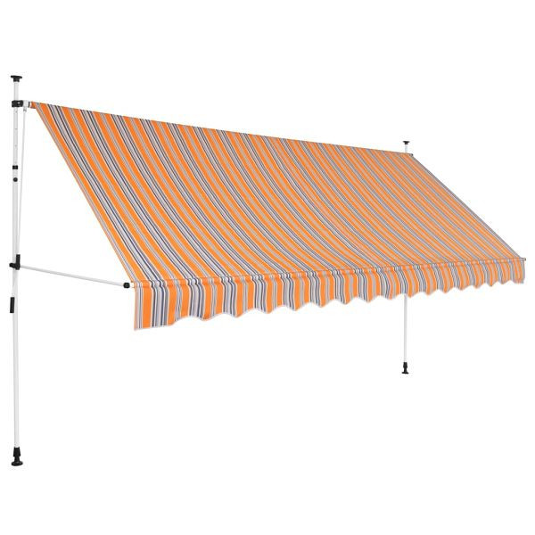 vidaXL Einziehbare Markise Handbetrieben 400 cm Gelb/Blau Gestreift, 43230