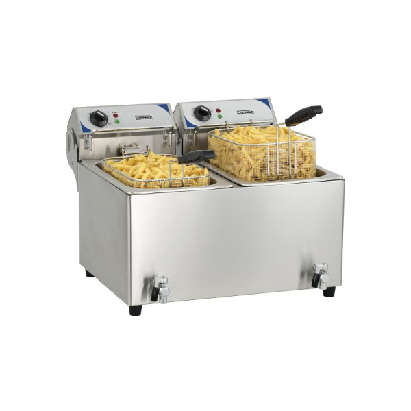 Casselin Fritteuse 2 x 10L mit Ablasshahn, L 587 x T 745 x H 456 mm, CFEV102B