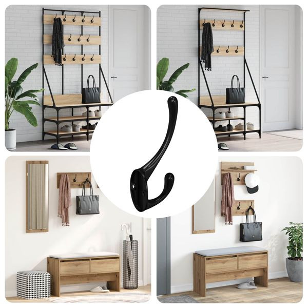 vidaXL Kleiderhaken 346 pcs Schwarz 102 x 29 x 47mm Zinklegierung, 864901