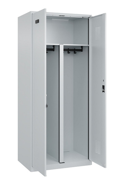 C+P PSA Schwarz-Weiß-Spind Evolo PLUS, 2 Abteile, 1850x800x500mm, 7035/7035, Zylinderschloss, 049002-22P S10040