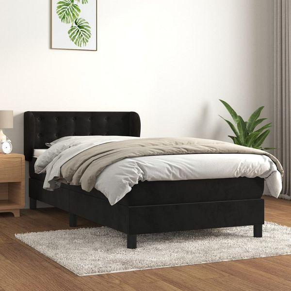 vidaXL Boxspringbett mit Matratze Schwarz 100x200 cm Samt, 3127717