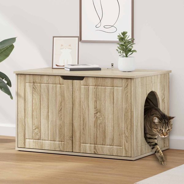 vidaXL Katzenhaus Sonoma 85 x 55 x 50,5 cm Holzwerkstoff, 8000718