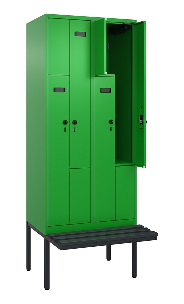 C+P Z-Spind Evolo PLUS, Bank, 4 Fächer, 2120x800x815mm, 6037/6037, Drehriegel, Material Sitzfläche Kunststoff, 0490437-224 S10087