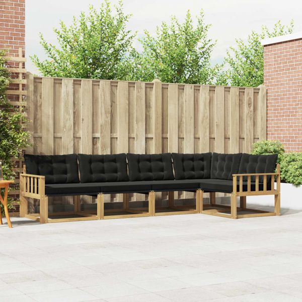 vidaXL Outdoor-Sofagarnitur mit Kissen 5-teilig Weiß und Schwarz, 3388682