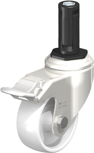 Blickle LKRXA-PO 80G-11-FI-EXR13 Edelstahl-Apparate-Lenkrolle mit Expander & Feststeller, Polyamid, Weiß, 853530